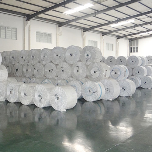 Finished woven bags in warehouse